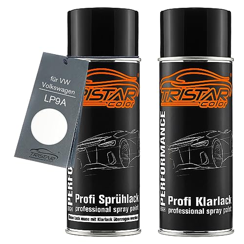 Autolack Spraydosen Set für VW/Volkswagen LP9A Weiss Basislack Klarlack Sprühdose 400ml von TRISTARcolor