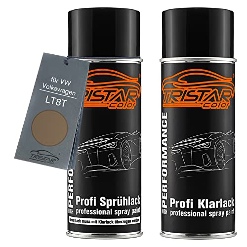 TRISTARcolor Autolack Spraydosen Set für VW/Volkswagen LT8T Copper Bronze Metallic Basislack Klarlack Sprühdose 400ml von TRISTARcolor