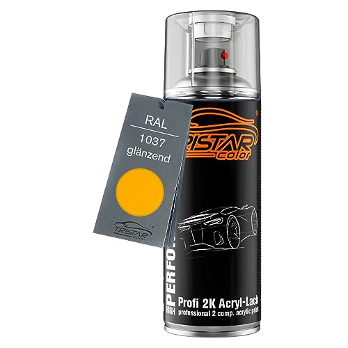 TRISTARcolor RAL 1037 Sonnengelb glänzend 2K Acryl Spraydose Sprühdose Spritzlack Sprühlack 400 ml schnelltrocknend von TRISTARcolor