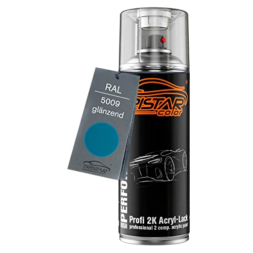 TRISTARcolor RAL 5009 Azurblau glänzend 2K Acryl Spraydose Sprühdose Spritzlack Sprühlack 400 ml schnelltrocknend von TRISTARcolor