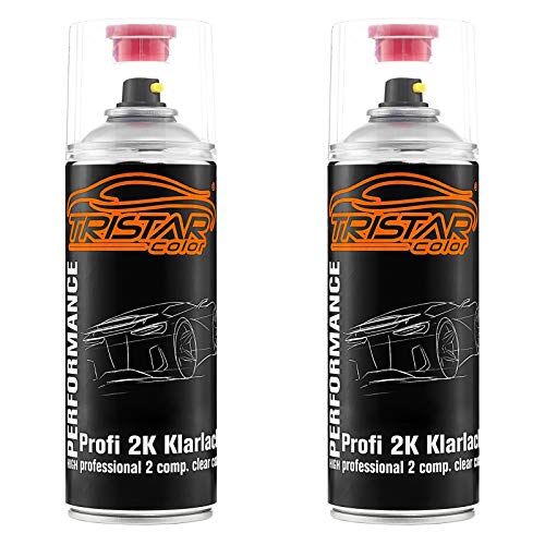 TRISTARcolor 2 x 2K Spraydose Profi KLARLACK hochglänzend HS 400 ml Autolack Sprühdose von TRISTARcolor