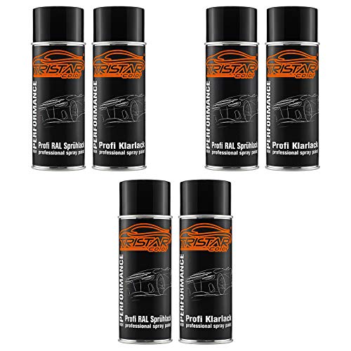 TRISTARcolor 3 x RAL 1005 Honiggelb und hochglanz Klarlack Spraydose (jew. 400 ml) von TRISTARcolor