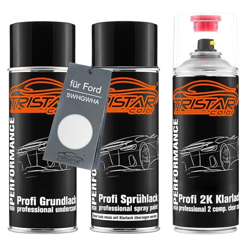 TRISTARcolor Autolack 2K Spraydosen Set für Ford 5WHGWHA Opalescent White Perl Grundlack Basislack 2 Komponenten Klarlack Sprühdose TRISTARcolor Autolack 2K Spraydosen Set für Ford 5WHGWHA Opalescent White Perl Grundlack Basislack 2 Komponenten Klarlack Sprühdose von TRISTARcolor