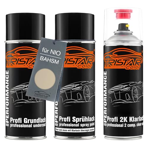 TRISTARcolor Autolack 2K Spraydosen Set für NIO BAHSM Sand Metallic Perl Grundlack Basislack 2 Komponenten Klarlack Sprühdose TRISTARcolor Autolack 2K Spraydosen Set für NIO BAHSM Sand Metallic Perl Grundlack Basislack 2 Komponenten Klarlack Sprühdose von TRISTARcolor