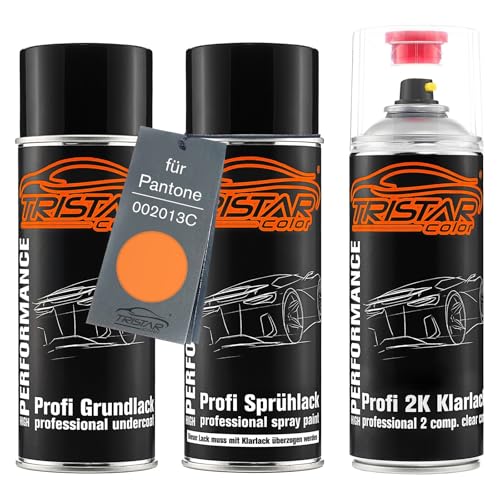 TRISTARcolor Autolack 2K Spraydosen Set für Pantone 002013C 2013C Orange Grundlack Basislack 2 Komponenten Klarlack Sprühdose TRISTARcolor Autolack 2K Spraydosen Set für Pantone 002013C 2013C Orange Grundlack Basislack 2 Komponenten Klarlack Sprühdose von TRISTARcolor
