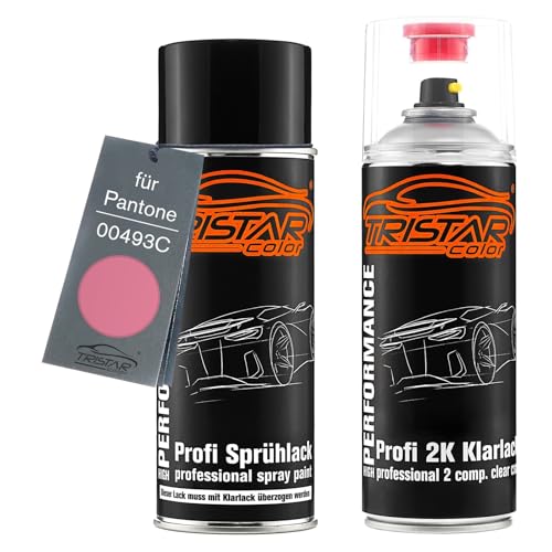 TRISTARcolor Autolack 2K Spraydosen Set für Pantone 00493C 493C Pink Basislack 2 Komponenten Klarlack Sprühdose TRISTARcolor Autolack 2K Spraydosen Set für Pantone 00493C 493C Pink Basislack 2 Komponenten Klarlack Sprühdose von TRISTARcolor
