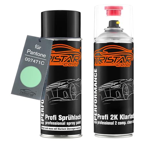 TRISTARcolor Autolack 2K Spraydosen Set für Pantone 007471C 7471C Green Basislack 2 Komponenten Klarlack Sprühdose TRISTARcolor Autolack 2K Spraydosen Set für Pantone 007471C 7471C Green Basislack 2 Komponenten Klarlack Sprühdose von TRISTARcolor