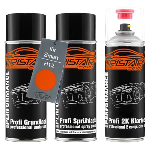 TRISTARcolor Autolack 2K Spraydosen Set für Smart H12 Orange Pop Perl X. Grundlack Basislack 2 Komponenten Klarlack Sprühdose TRISTARcolor Autolack 2K Spraydosen Set für Smart H12 Orange Pop Perl X. Grundlack Basislack 2 Komponenten Klarlack Sprühdose von TRISTARcolor