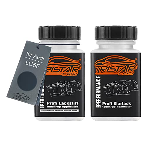 TRISTARcolor Autolack Lackstift Set für Audi LC5F Blue Graphit Perl Basislack Klarlack je 50ml von TRISTARcolor