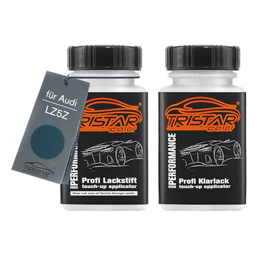 TRISTARcolor Autolack Lackstift Set für Audi LZ5Z Dunkeltürkis Metallic Basislack Klarlack je 50ml von TRISTARcolor