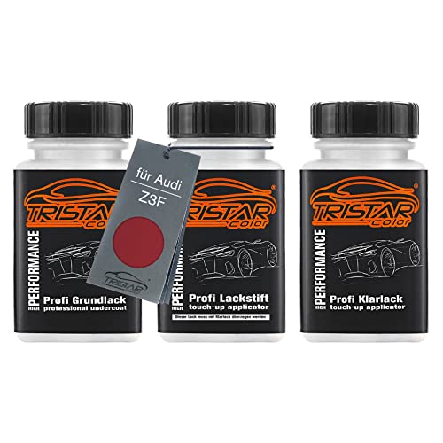 TRISTARcolor Autolack Lackstift Set für Audi Z3F Rouge Grenat Metallic/Rojo Granate Metallic Grundlack Basislack Klarlack je 50ml von TRISTARcolor