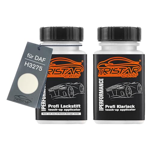 TRISTARcolor Autolack Lackstift Set für DAF H3275 White Trucks Basislack Klarlack je 50ml von TRISTARcolor