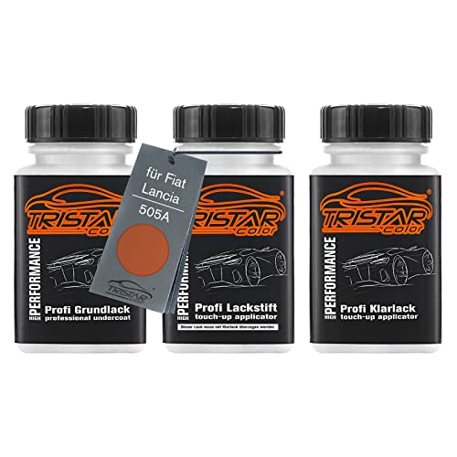 TRISTARcolor Autolack Lackstift Set für Fiat/Lancia 505A Arancio New Batik Metallic/Arancio Terra Metallic Grundlack Basislack Klarlack je 50ml von TRISTARcolor