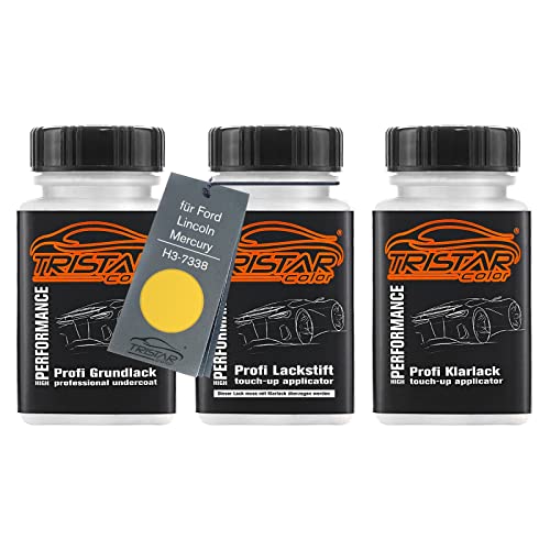 TRISTARcolor Autolack Lackstift Set für Ford/Lincoln/Mercury H3-7338 Triple Yellow Grundlack Basislack Klarlack je 50ml von TRISTARcolor