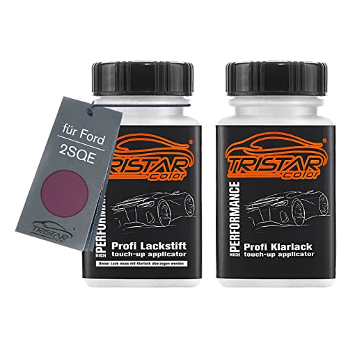 TRISTARcolor Autolack Lackstift Set für Ford 2SQE Beatiful Berry Red Perl Basislack Klarlack je 50ml von TRISTARcolor