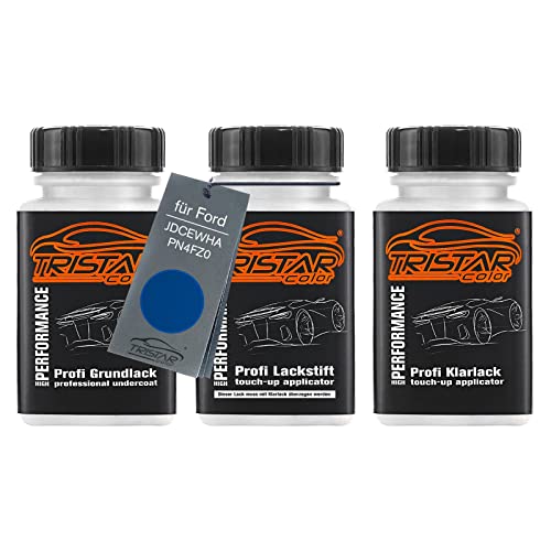 TRISTARcolor Autolack Lackstift Set für Ford JDCEWHA / PN4FZ0 Desert Island Blue Metallic Grundlack Basislack Klarlack je 50ml von TRISTARcolor