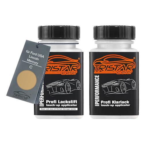 TRISTARcolor Autolack Lackstift Set für Ford USA/Lincoln/Mercury C Honey Gold Metallic Basislack Klarlack je 50ml von TRISTARcolor