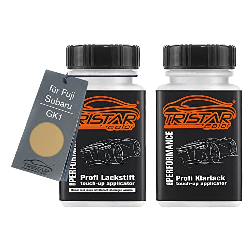 TRISTARcolor Autolack Lackstift Set für Fuji/Subaru GK1 BBS Gold Metallic Basislack Klarlack je 50ml von TRISTARcolor