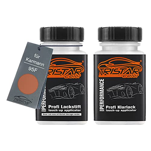 TRISTARcolor Autolack Lackstift Set für Karmann 95F Kupfer Metallic Basislack Klarlack je 50ml von TRISTARcolor