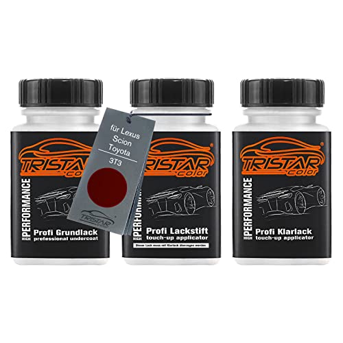 TRISTARcolor Autolack Lackstift Set für Lexus/Scion/Toyota 3T3 Red Perl Grundlack Basislack Klarlack je 50ml von TRISTARcolor