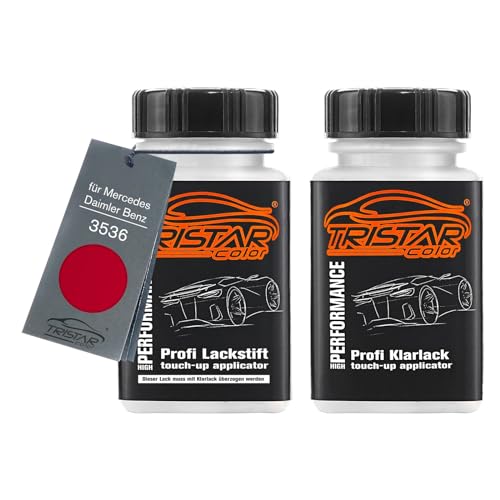 TRISTARcolor Autolack Lackstift Set für Mercedes/Daimler Benz 3536 Rubinrot Basislack Klarlack je 50ml von TRISTARcolor