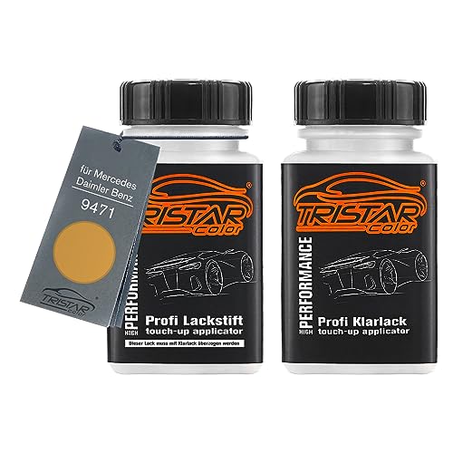 TRISTARcolor Autolack Lackstift Set für Mercedes/Daimler Benz 9471 Gold Bronze Metallic Basislack Klarlack je 50ml von TRISTARcolor