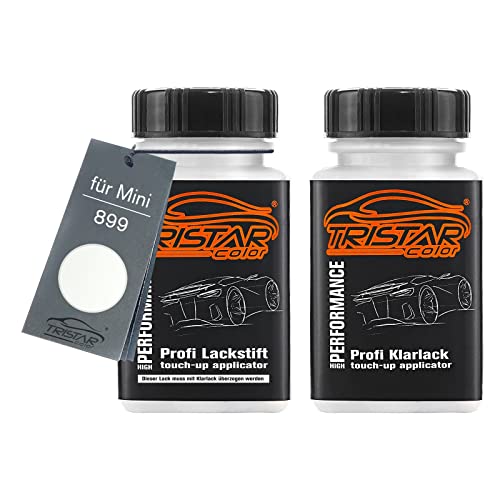 TRISTARcolor Autolack Lackstift Set für Mini 899 Aspen White Basislack Klarlack je 50ml von TRISTARcolor