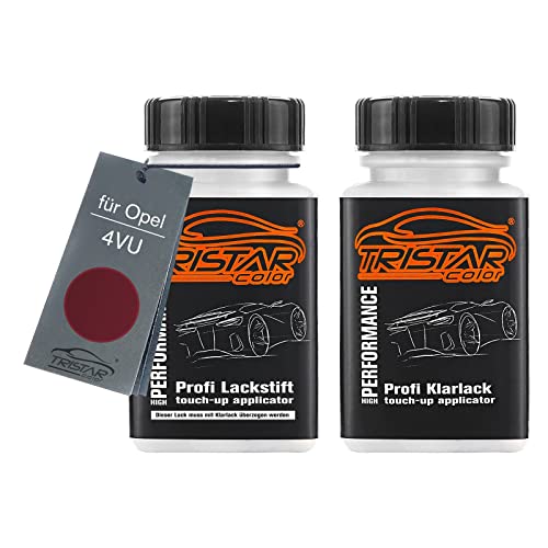 TRISTARcolor Autolack Lackstift Set für Opel 4VU Rubin Rot Perl/Ruby Red Perl Basislack Klarlack je 50ml von TRISTARcolor
