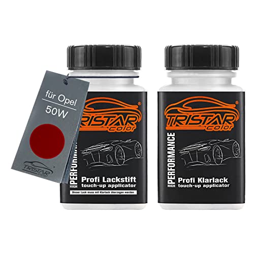 TRISTARcolor Autolack Lackstift Set für Opel 50W Rioja Red Metallic Basislack Klarlack je 50ml von TRISTARcolor