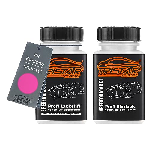 TRISTARcolor Autolack Lackstift Set für Pantone 00241C 241C Pink Basislack Klarlack je 50ml von TRISTARcolor