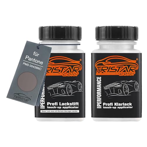 TRISTARcolor Autolack Lackstift Set für Pantone PMS 004286C 4286C Dark Grey Basislack Klarlack je 50ml von TRISTARcolor