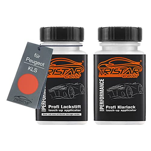 TRISTARcolor Autolack Lackstift Set für Peugeot KLS Orange Fusion Nacre Metallic Basislack Klarlack je 50ml von TRISTARcolor