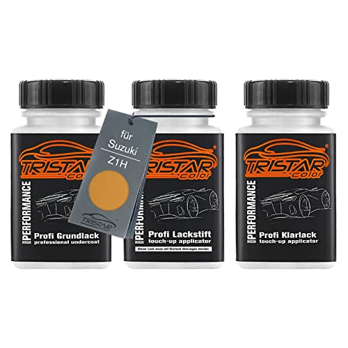 TRISTARcolor Autolack Lackstift Set für Suzuki Z1H Dark Aragon Gold Perl Metallic Grundlack Basislack Klarlack je 50ml von TRISTARcolor