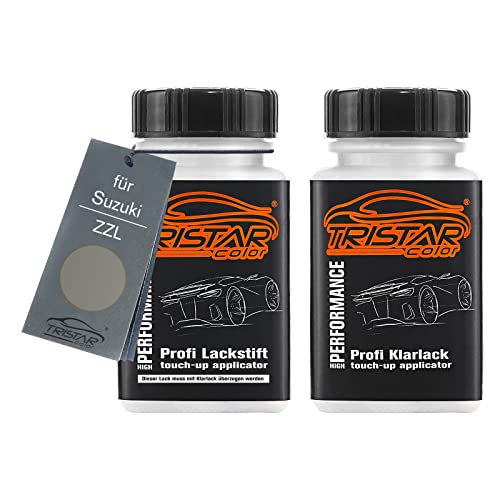 TRISTARcolor Autolack Lackstift Set für Suzuki ZZL Prme. Tough Khaki Metallic Basislack Klarlack je 50ml von TRISTARcolor