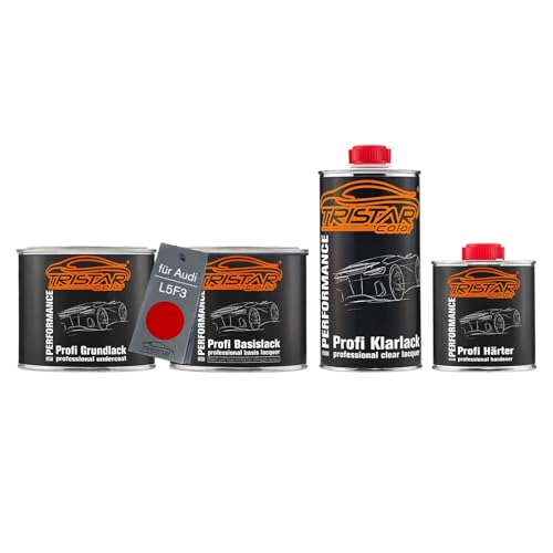 TRISTARcolor Autolack Set Dose spritzfertig für Audi L5F3 Intensive Red Grundlack + Basislack + 2K Klarlack 1,75L von TRISTARcolor
