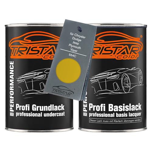 TRISTARcolor Autolack Set Dose spritzfertig für Chrysler/Dodge/Jeep/Plymouth/Viper 554C Yellow Pearl Metallic Grundlack + Basislack 2,0 Liter 2000ml von TRISTARcolor