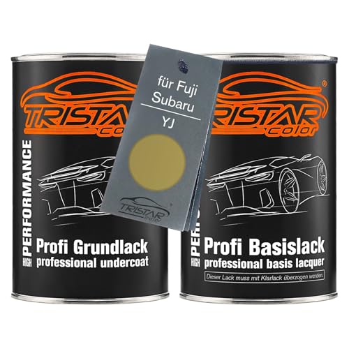 TRISTARcolor Autolack Set Dose spritzfertig für Fuji/Subaru YJ Mustard Yellow Metallic Perl Grundlack + Basislack 2,0 Liter 2000ml von TRISTARcolor