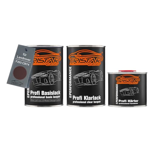 TRISTARcolor Autolack Set Dose spritzfertig für Landrover FJ50-C874 Rousillon Pearl Red 874 X. Perl Basislack + 2K Klarlack 2,5L von TRISTARcolor