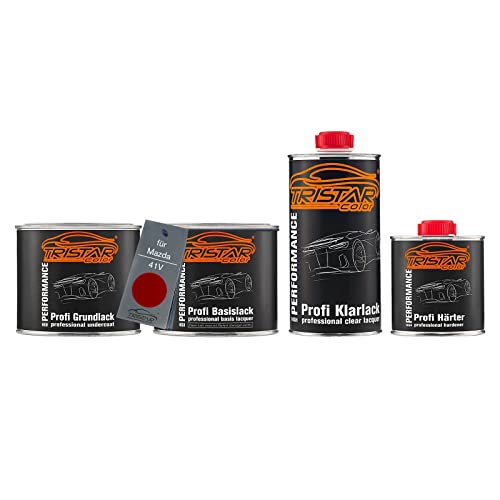 TRISTARcolor Autolack Set Dose spritzfertig für Mazda 41V Soul Red Metallic/Rubinrot Metallic Grundlack + Basislack + 2K Klarlack 1,75L von TRISTARcolor
