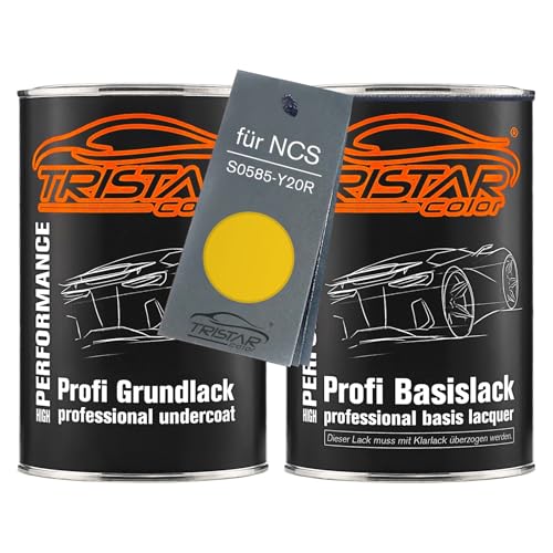 TRISTARcolor Autolack Set Dose spritzfertig für NCS S0585-Y20R Yellow Grundlack + Basislack 2,0 Liter 2000ml von TRISTARcolor
