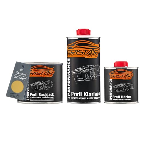 TRISTARcolor Autolack Set Dose spritzfertig für Pantone 007548C 7548C Yellow Basislack + 2K Klarlack 1,25L von TRISTARcolor