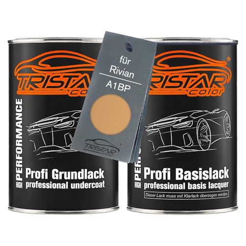 TRISTARcolor Autolack Set Dose spritzfertig für Rivian A1BP Compass Yellow Grundlack + Basislack 2,0 Liter 2000ml von TRISTARcolor