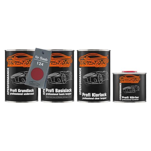 TRISTARcolor Autolack Set Dose spritzfertig für Saab 124 Karminrod Metallic Grundlack + Basislack + 2K Klarlack 3,5L von TRISTARcolor