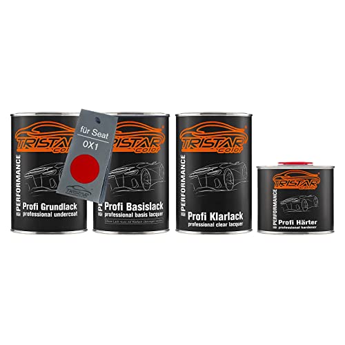 TRISTARcolor Autolack Set Dose spritzfertig für Seat 0X1 Desire Red Perl Grundlack + Basislack + 2K Klarlack 3,5L von TRISTARcolor