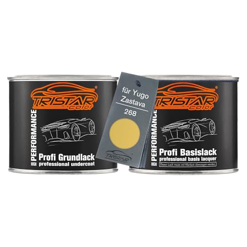 TRISTARcolor Autolack Set Dose spritzfertig für Yugo/Zastava 268 Sun Yellow Grundlack + Basislack 1,0L von TRISTARcolor