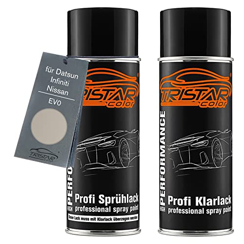 TRISTARcolor Autolack Spraydosen Set für Datsun/Infiniti/Nissan EV0 Gold Metallic/Sunlit Sand Metallic Basislack Klarlack Sprühdose 400ml von TRISTARcolor