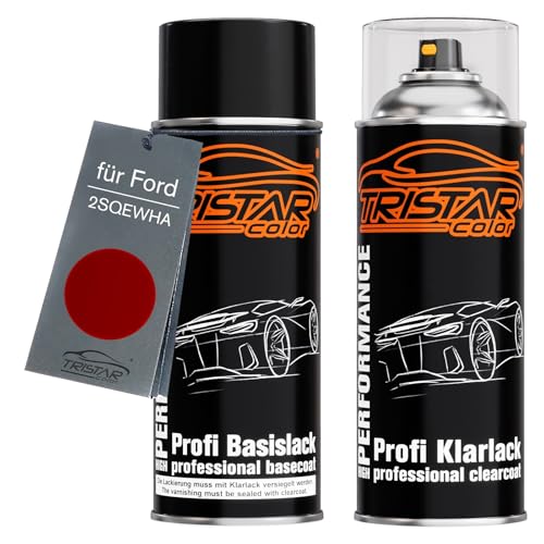 TRISTARcolor Autolack Spraydosen Set für Ford 2SQEWHA Beautiful Berry Red Perl Basislack Klarlack Sprühdose 400ml von TRISTARcolor