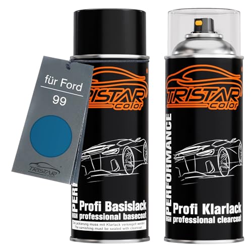 TRISTARcolor Autolack Spraydosen Set für Ford 99 Vision Metallic Basislack Klarlack Sprühdose 400ml von TRISTARcolor