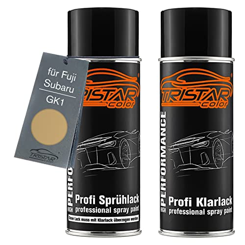 TRISTARcolor Autolack Spraydosen Set für Fuji/Subaru GK1 BBS Gold Metallic Basislack Klarlack Sprühdose 400ml von TRISTARcolor