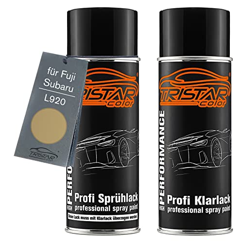 TRISTARcolor Autolack Spraydosen Set für Fuji/Subaru L920 Enkei Gold Metallic Basislack Klarlack Sprühdose 400ml von TRISTARcolor